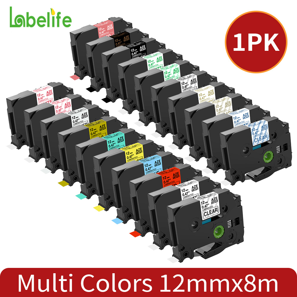 Label Printer Tape - Laminowana taśma etykietowa 12mm kompatybilna z