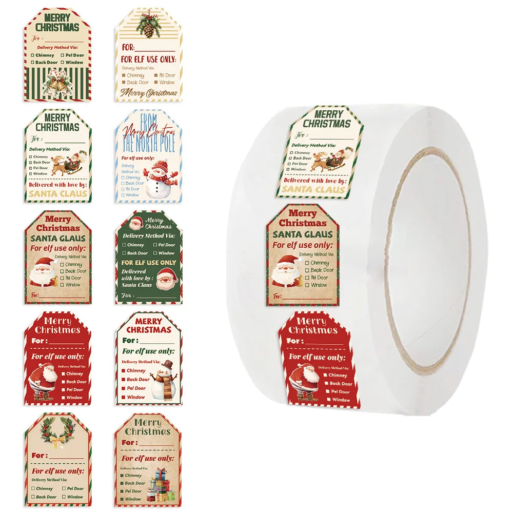 Label Printer Tape - 500 sztuk świątecznych naklejek w rolce,